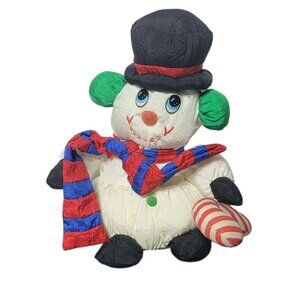 1992 Vintage TL Toys Snowman Plush Scarf‎ Top Hat Christmas Holiday Vtg 90s